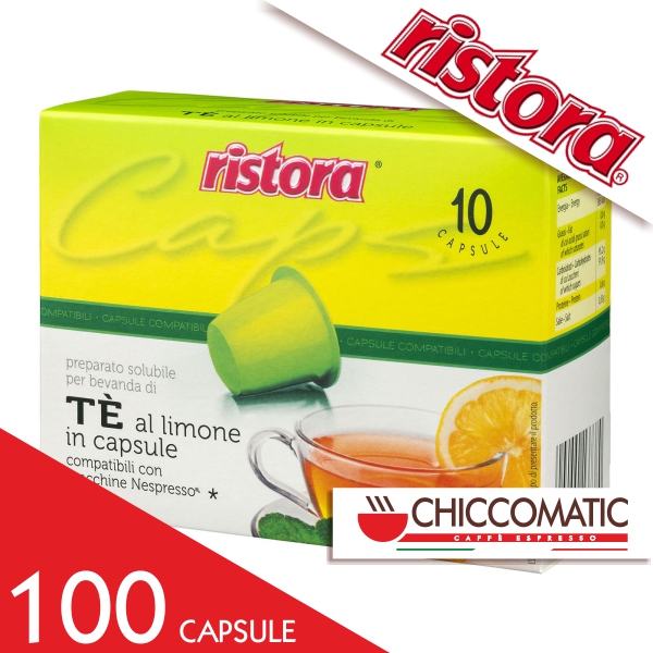 Vendita On line Ristora Compatibile Nespresso TÃ¨ al Limone - 100 Cialde - Chiccomatic Shop Online